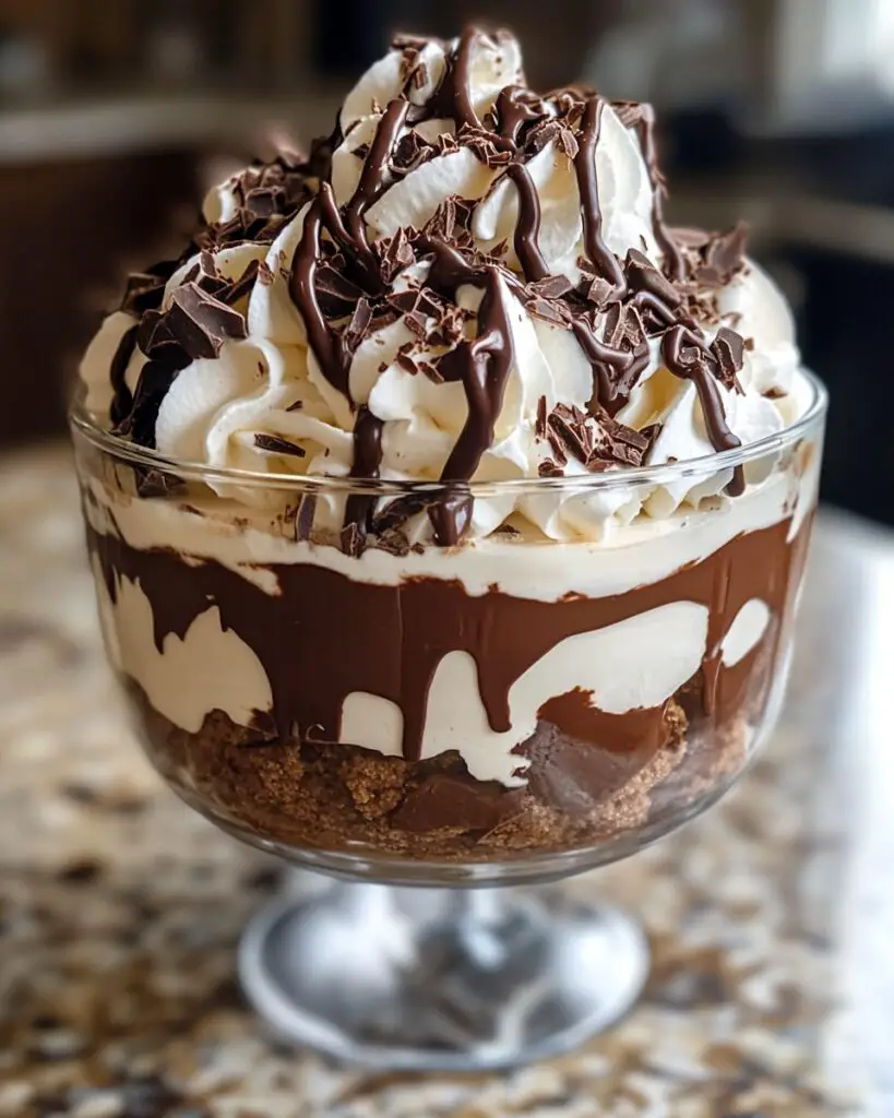 Bailey's Chocolate Cheesecake Trifle with Chocolate Drizzle