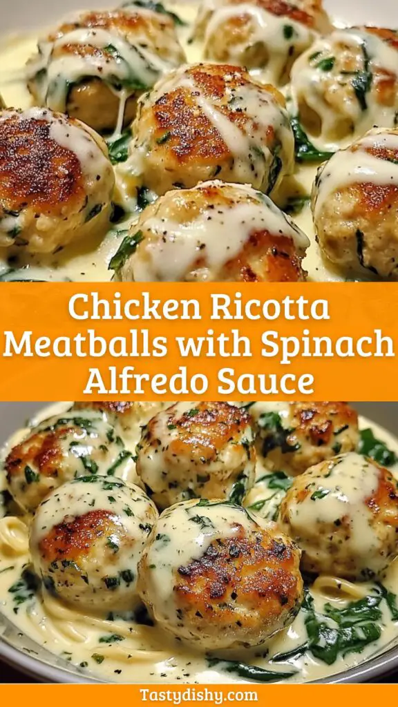 Indulge in the flavors of our Chicken Ricotta Meatballs with Spinach Alfredo Sauce! This recipe combines tender, cheesy meatballs made from ground chicken and ricotta, paired with a creamy spinach alfredo sauce that’s both delicious and hearty. Perfect for a family dinner or meal prep, these meatballs are packed with protein and flavor, making them a healthy choice you'll love! Don't miss out—save this pin and try the recipe today for a delightful twist on comfort food!