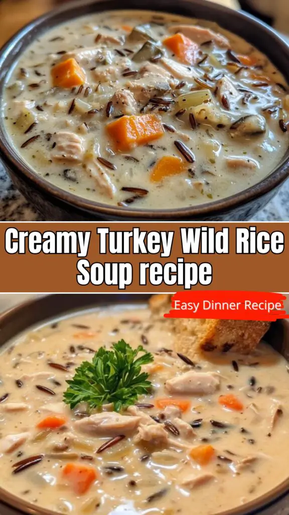 Warm up with our Creamy Turkey Wild Rice Soup recipe! This cozy and delicious dish combines tender turkey, hearty wild rice, and vibrant veggies—perfect for a healthy protein-packed dinner. Enjoy the delightful flavors while nourishing your body. Don't forget to save this pin and try it for your next meal!