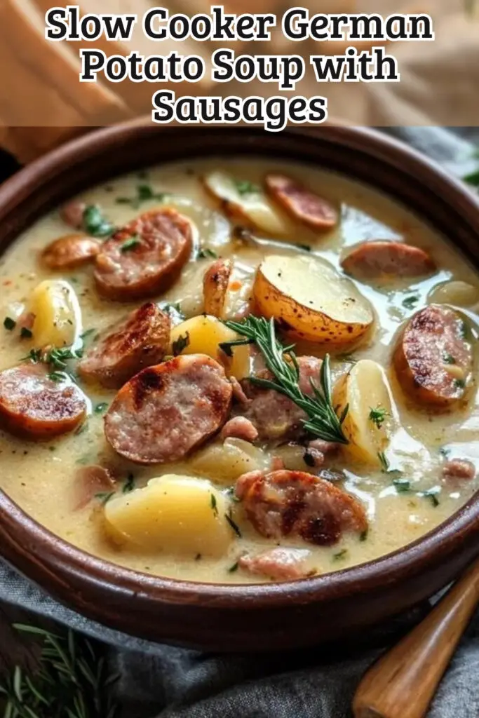 Cozy up with this **Slow Cooker German Potato Soup with Sausages** recipe! This rich and hearty dish combines tender potatoes, savory sausages, and flavorful herbs, making it the perfect meal for chilly evenings. Not only is it easy to prepare, but it's also packed with comforting flavors that everyone in the family will love. Ready to warm up your dinner table? Save this pin and get cooking!
