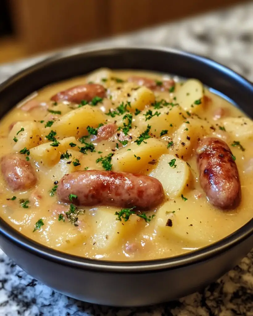 Slow Cooker German Potato Soup with Sausages