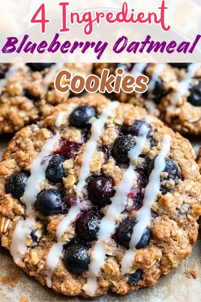 Try these easy 4 Ingredient Blueberry Oatmeal Cookies – a delicious treat that’s healthy and quick to make! Packed with oats and bursting with berries, they are perfect for a snack or breakfast. Don’t miss out on this simple recipe! Save the pin now and enjoy a guilt-free indulgence!