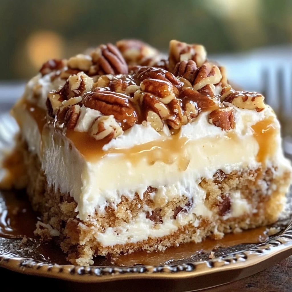 Indulge in the rich flavors of our Decadent Butter Pecan Praline Poke Cake Recipe! This delightful dessert combines moist cake, buttery pecan, and heavenly praline sauce for a sweet treat that's irresistible. Perfect for any occasion, it's a crowd-pleaser that will leave everyone asking for seconds! Don't miss out—save this pin and make your cake today!