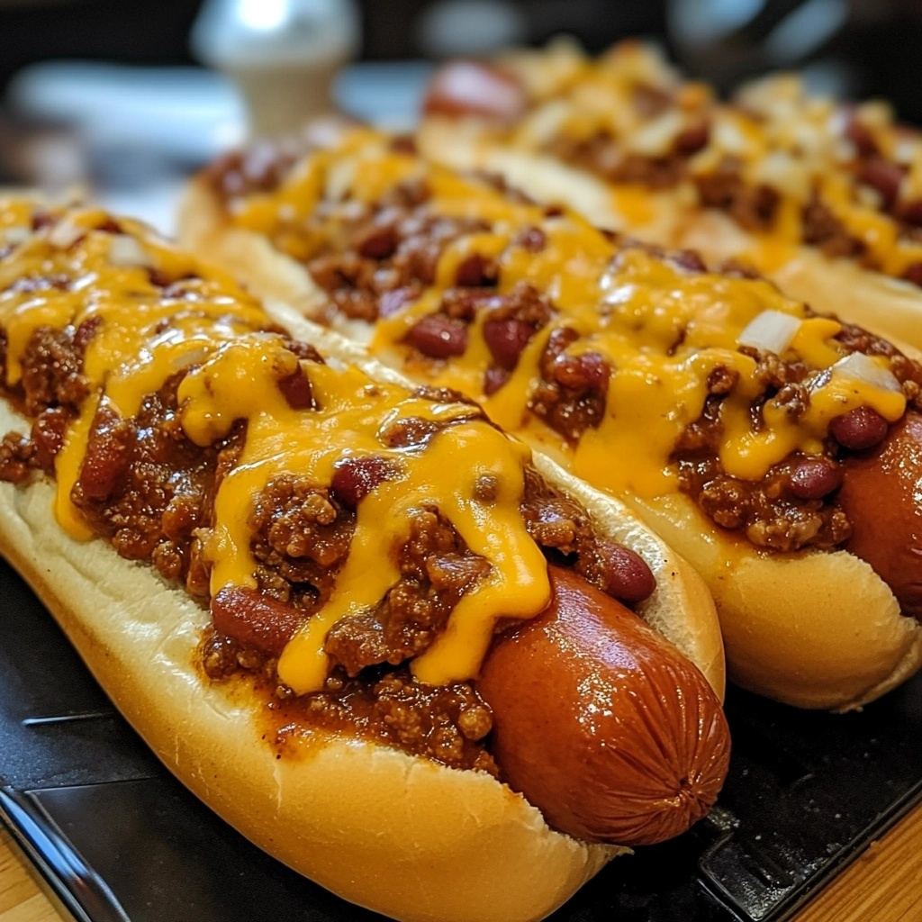 Elevate your dinner game with these Ultimate Chili Cheese Dogs! Perfectly crafted for any occasion—barbecues, tailgates, or cozy nights in. Topped with rich chili and gooey cheese, they’re a crowd-pleaser everyone will love! Customize with your favorite toppings for an indulgent twist. Don't miss out—save this pin and try the recipe today!