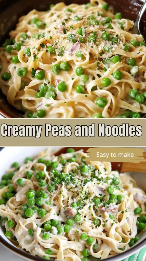 Indulge in this easy and delicious Creamy Peas and Noodles recipe! Perfect for a quick weeknight meal, this dish combines tender noodles with vibrant peas in a rich, creamy sauce. It's not only satisfying but also packed with flavor. Save this pin and give it a try tonight for a delightful dinner experience! Enjoy every bite!