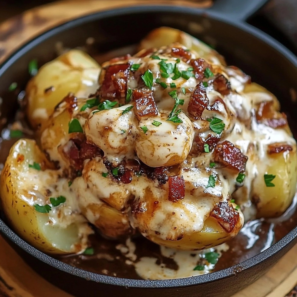 Indulge in these Delicious Mississippi Mud Potatoes! This irresistible recipe combines creamy, cheesy goodness with crispy bacon, making it the ultimate comfort food delight. Perfect as a side dish, these potatoes will steal the show at any gathering! Want to impress your guests? Save this pin and try this mouthwatering recipe today!