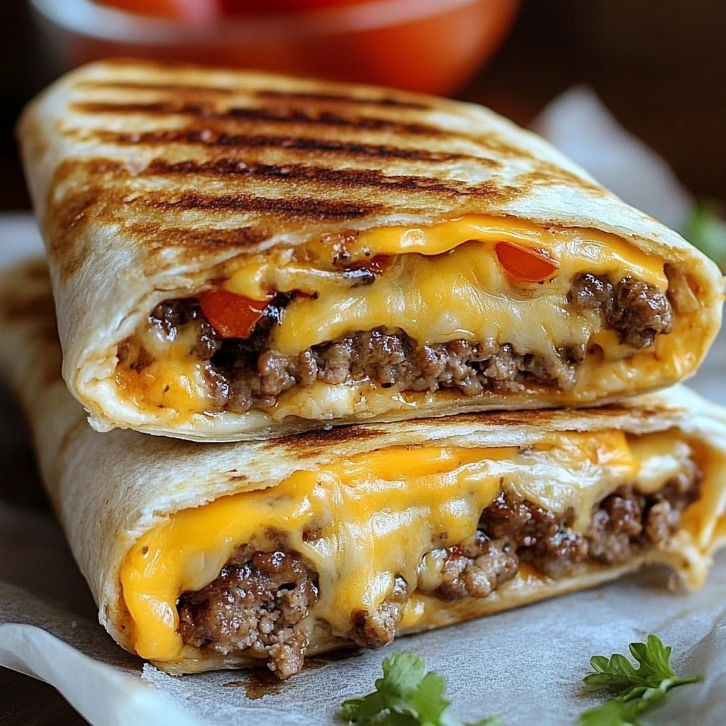 Savor the taste of summer with these **Grilled Cheeseburger Wraps**! This quick and easy recipe wraps all your favorite burger ingredients in a delicious tortilla, creating a perfect, handheld meal. Ideal for busy nights or outdoor gatherings, these wraps deliver on flavor and fun. Don't miss out—try them tonight and make dinner a breeze! Save this pin for your next dinner adventure!
