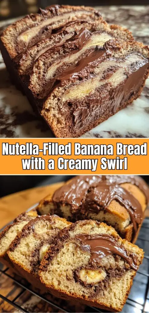 Indulge in our Decadent Nutella-Filled Banana Bread with a Creamy Swirl! This moist and flavorful banana bread is generously filled with rich Nutella, creating a delightful blend of chocolate hazelnut goodness in every slice. Perfect for breakfast or as a satisfying snack, this easy recipe is sure to please everyone. Don't miss out on this treat—save the pin and try it today for a delicious surprise!
