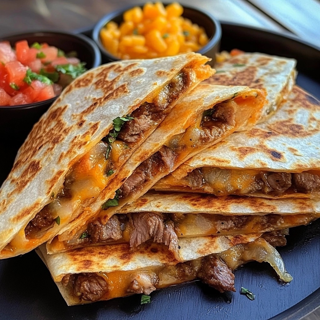Satisfy your cravings with this easy Steak Quesadilla recipe, perfect for busy moms! Just a few simple ingredients bring you a flavorful meal in minutes. Enjoy a cheesy, hearty dish that's great for quick dinners or lunch! Save this pin and try it tonight! #SteakQuesadilla #QuickMeals #EasyDinnerIdeas