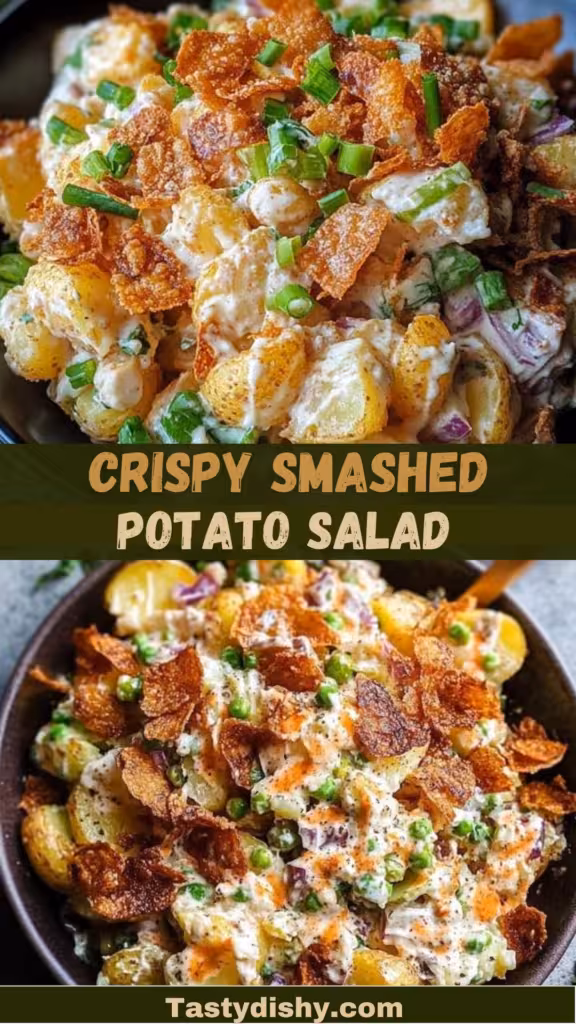 Looking for a delicious and unique side dish? Try our Crispy Smashed Potato Salad! This recipe combines crispy, golden smashed potatoes with fresh herbs and a tangy dressing, making it a perfect choice for any meal. It's easy to prepare and packed with flavor—your family will love it! Save this pin now and get the recipe to elevate your next dinner!