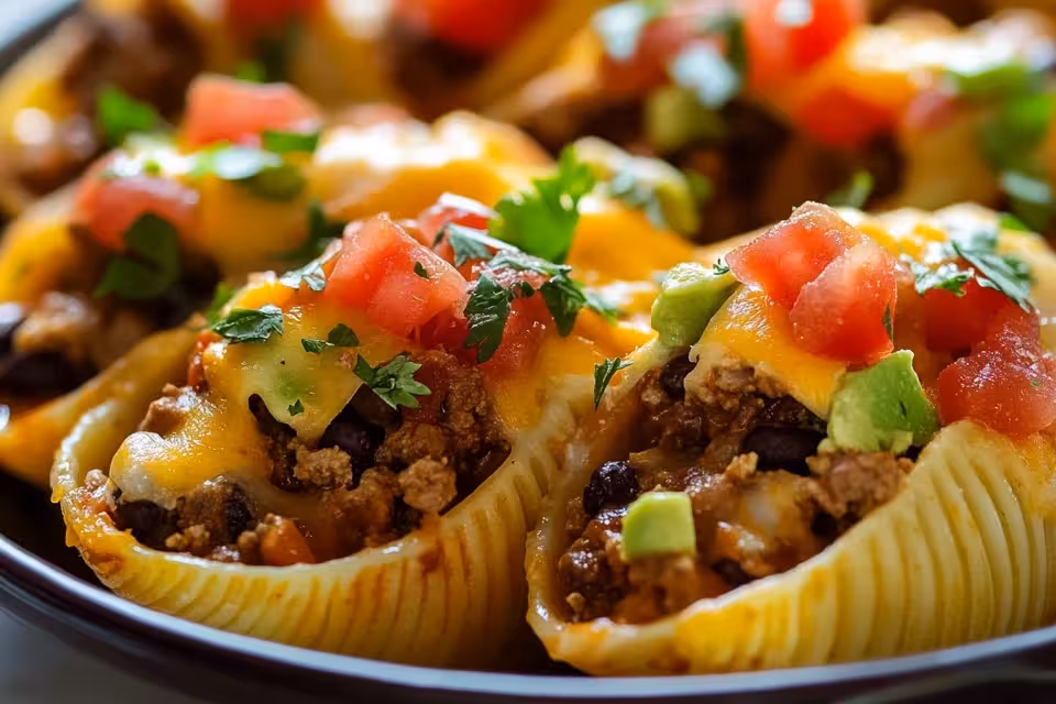 Delight in these Taco Stuffed Shells for a fun twist on dinner! Featuring pasta shells filled with seasoned ground beef, creamy cheese, and zesty spices, this recipe combines the best of tacos and pasta. Perfect for a family night or a quick weeknight meal, it's easy to make and incredibly tasty! Don't miss out—save this pin and try it today!