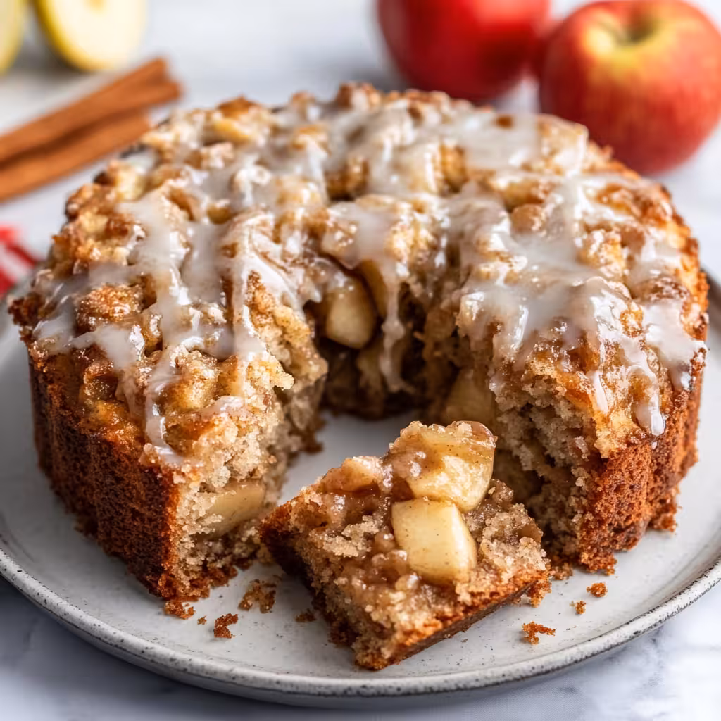 Savor the warm, spiced goodness of this Apple Fritter Cake! This easy recipe combines fresh apples, cinnamon, and a fluffy cake to create a delicious treat perfect for breakfast or dessert. Drizzled with a sweet glaze, it's a delightful addition to your fall baking. Enjoy it with coffee or share it with friends!