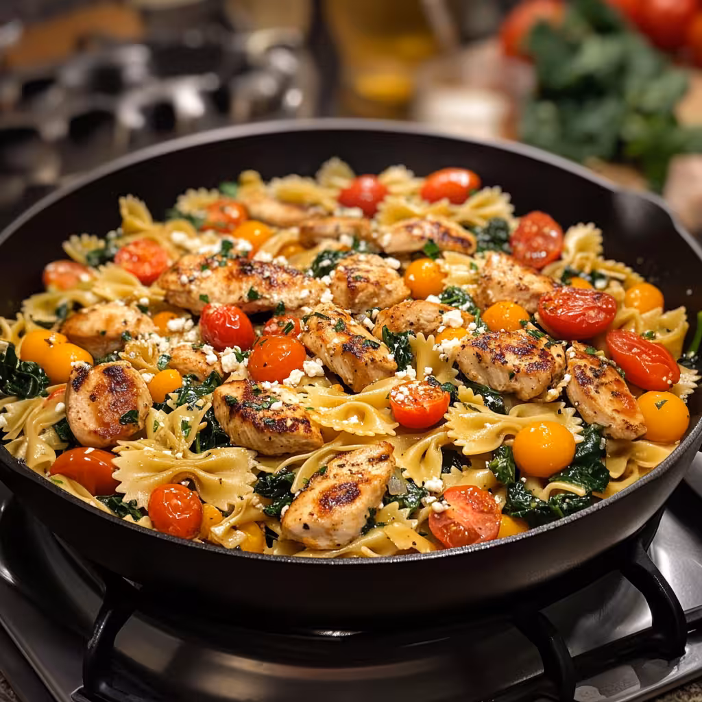 Enjoy a delicious and creamy Chicken Feta Pasta that’s quick and easy to make! This perfect weeknight dinner is loaded with juicy chicken, tangy feta cheese, and fresh spinach. Toss it all together for a satisfying meal that your family will love. Ideal for busy evenings, this recipe is sure to impress!
