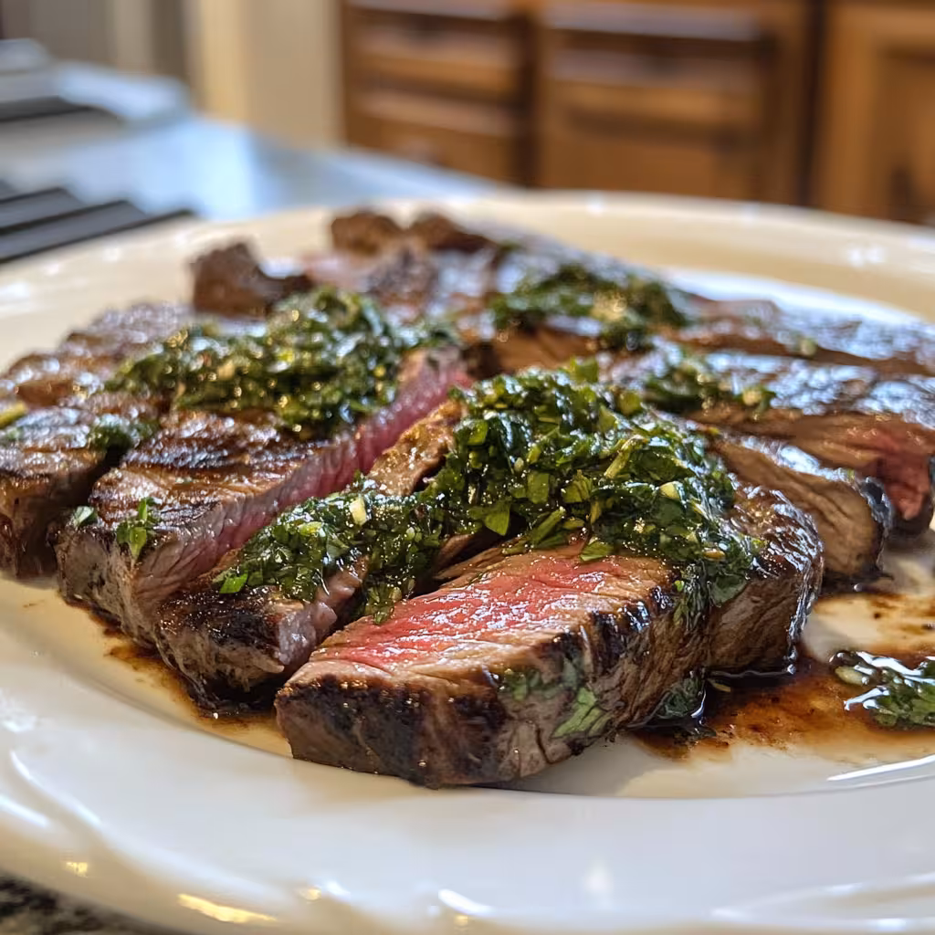 Elevate your BBQ experience with this Chimichurri Grilled Steak recipe! Tender, juicy steak marinated in a vibrant chimichurri sauce, packed with fresh herbs, garlic, and tangy flavors. Perfect for summer grilling or a cozy dinner at home. Try it today and impress your family and friends! 🍖🌿 #GrilledSteak #Chimichurri #BBQ #SummerRecipes