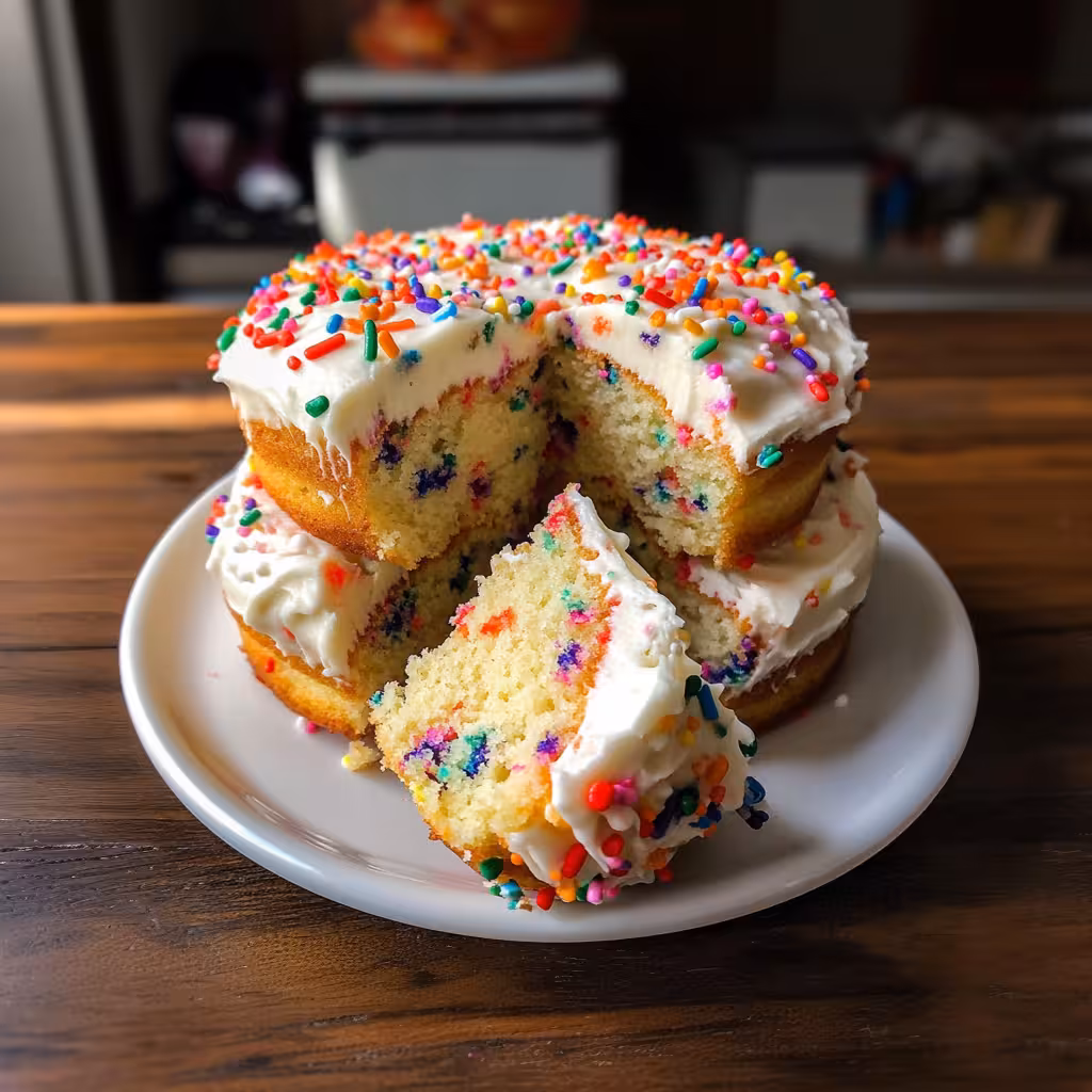 Treat yourself to this delicious Frosted Confetti Protein Cake! Perfect for a healthy dessert, it combines protein with colorful sprinkles for a fun twist. Easy to make and great for post-workout fuel or a sweet snack, this cake is sure to delight!
