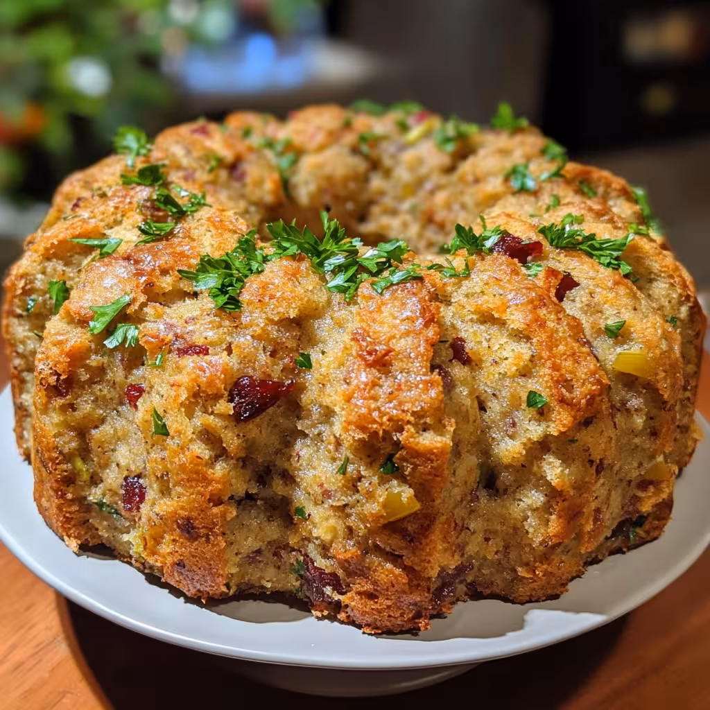 Make your Thanksgiving special with this Easy Stuffing in a Bundt Pan recipe! This unique dish is perfect for serving, with a beautiful ring shape and delicious flavors everyone will love. Packed with savory herbs, fresh veggies, and crispy bread, it adds a tasty twist to your holiday meal. Great for family gatherings or festive dinners! Perfectly shaped and ready to impress on your holiday table!