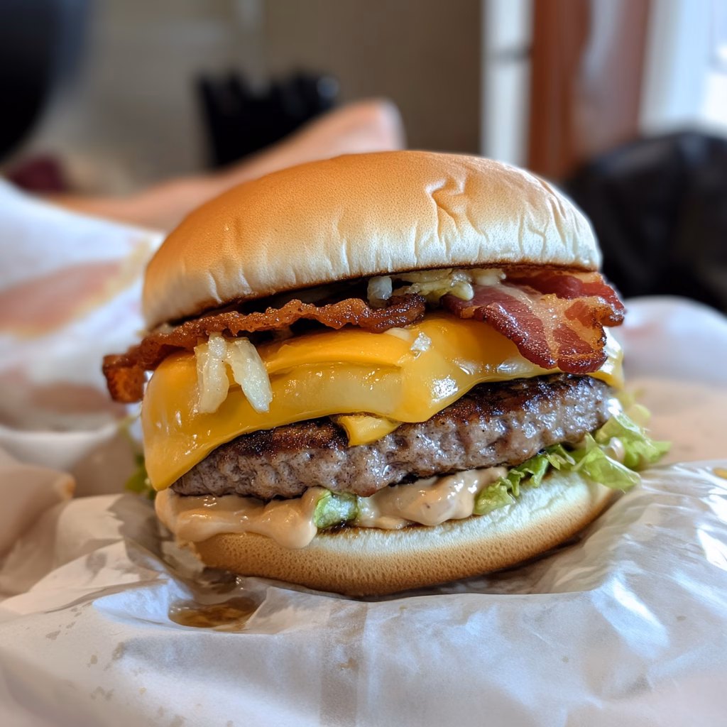 Savor the delicious taste of Wendy's Burger with this simple recipe! Enjoy the juicy beef patty, fresh lettuce, ripe tomatoes, and cheddar cheese all on a warm bun. Perfect for a quick lunch or dinner at home. Try it with your favorite toppings for a personalized experience! 🍔 #WendysBurger #BurgerRecipe #HomemadeBurger #QuickMeals