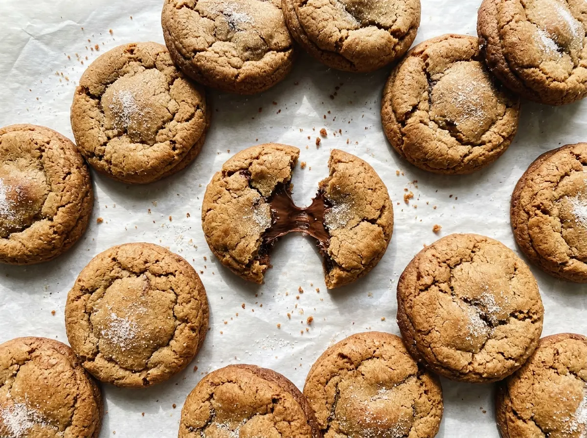4 Ingredient Nutella Cookies soft chocolate centers