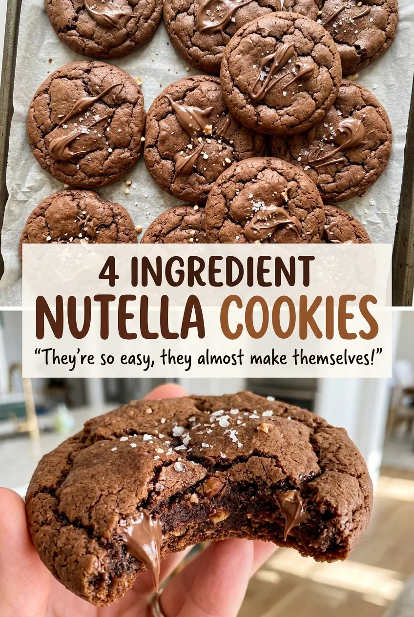 4 Ingredient Nutella Cookies fudgy chewy cookies