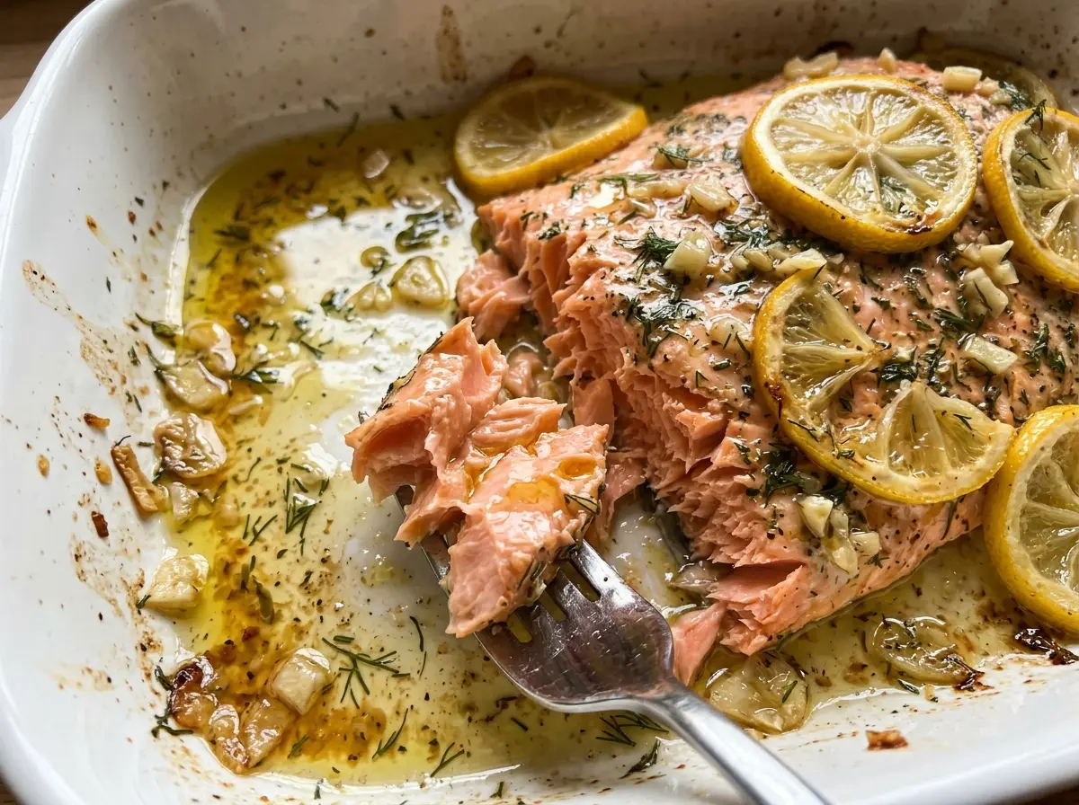 5-Ingredient Baked Salmon buttery garlic lemon