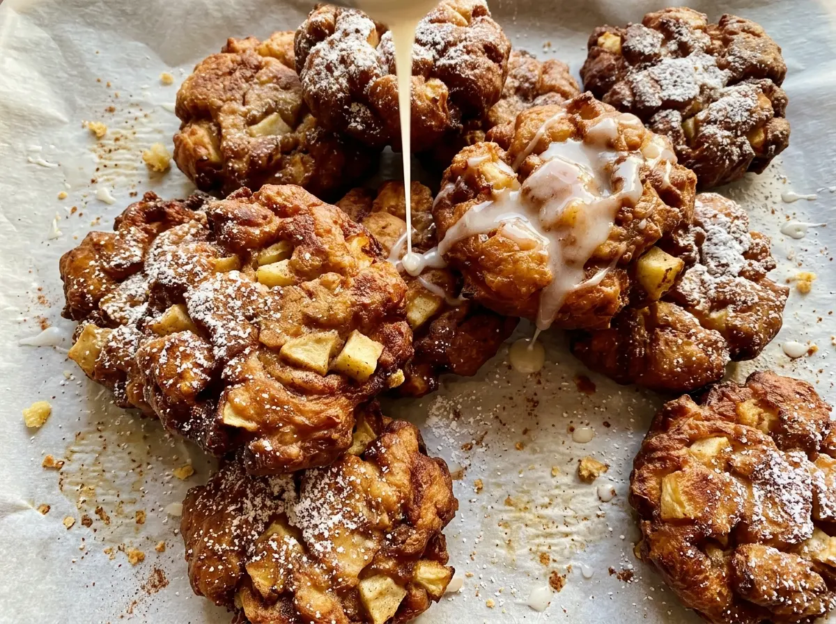 Apple fritters golden glazed