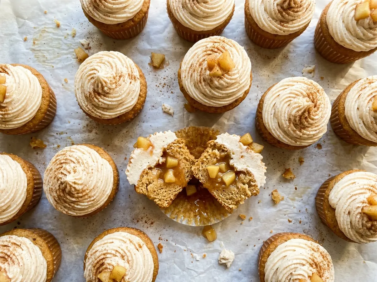 Apple Pie Cupcakes with spiced apple centers