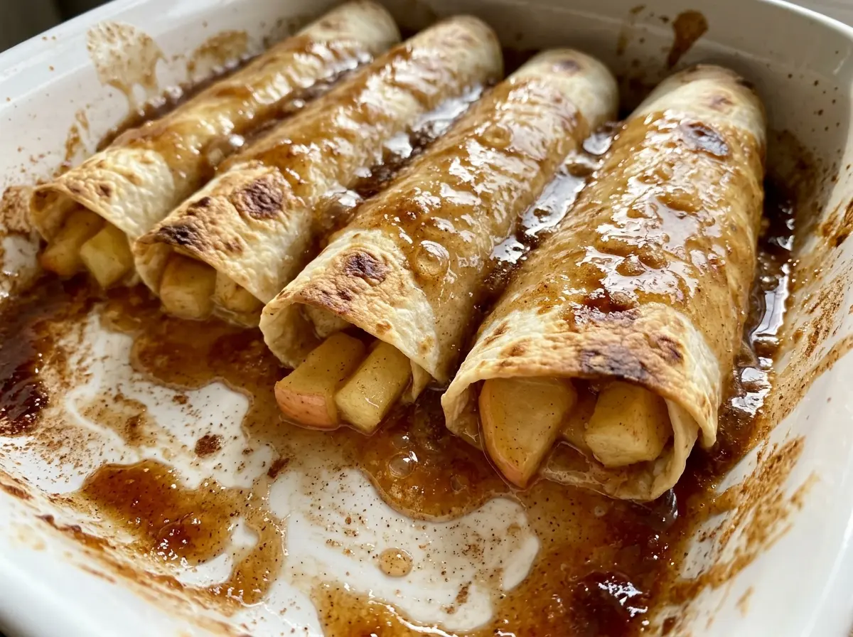 Apple Pie Enchiladas golden bubbling edges