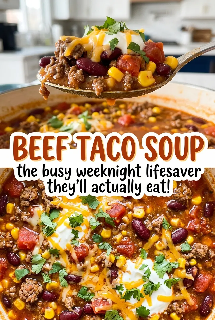 Beef Taco Soup with hearty, colorful beans