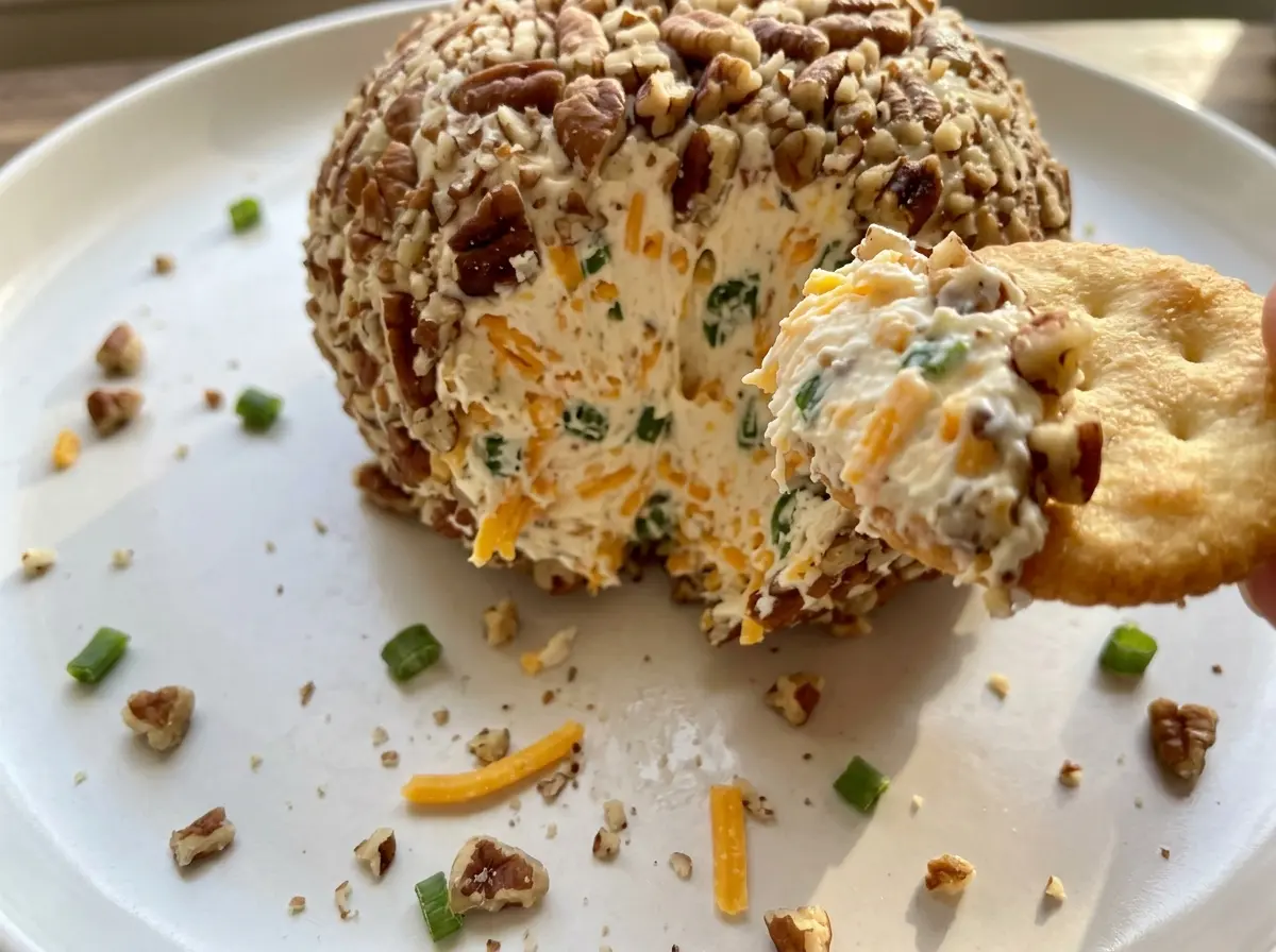 Best Cheese Ball with pecan parsley coating