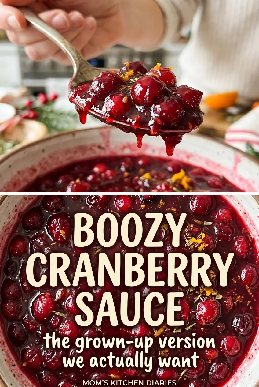 Boozy Cranberry Sauce, thick and ruby-red