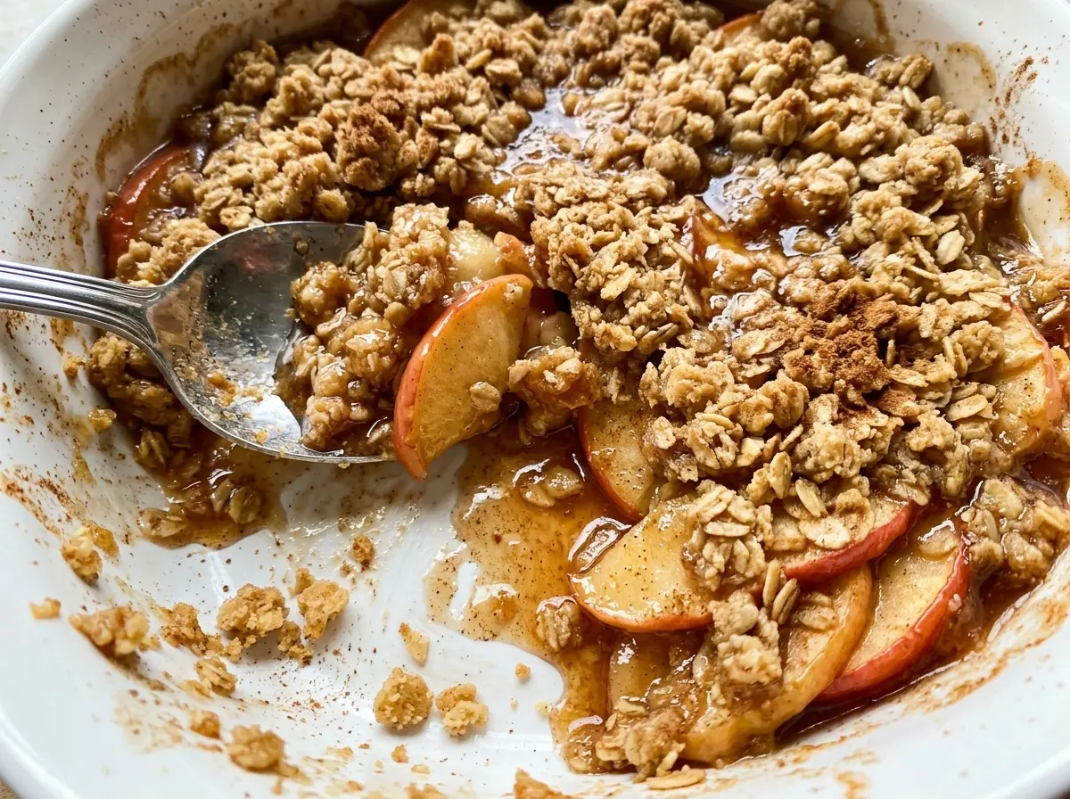 Bourbon apple crisp with golden oat topping