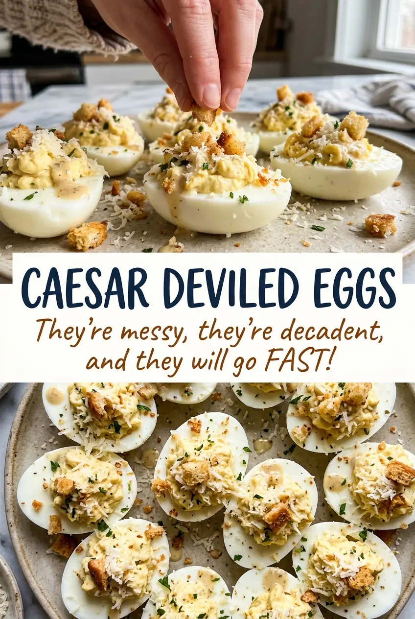 Caesar Deviled Eggs creamy peppery Parmesan