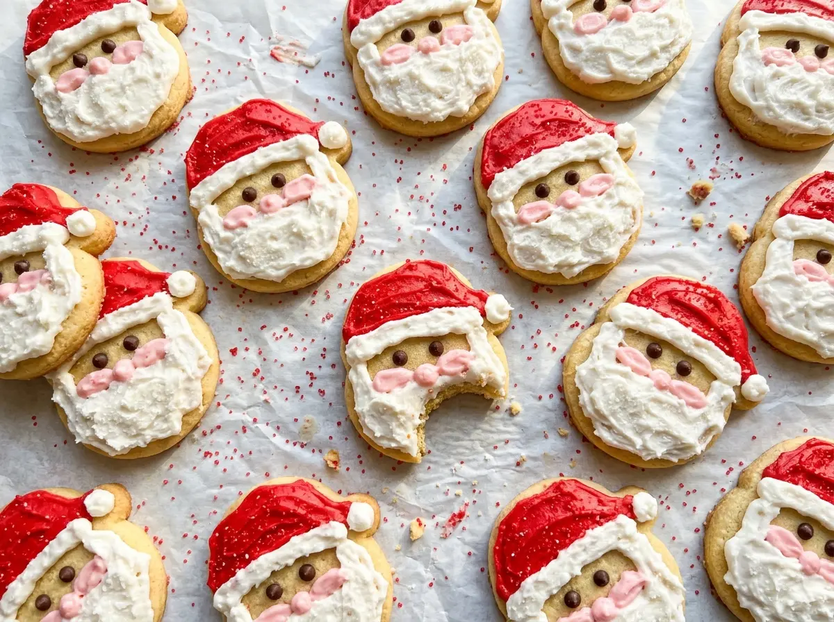 Cake Mix Santa Cookies festive frosted faces