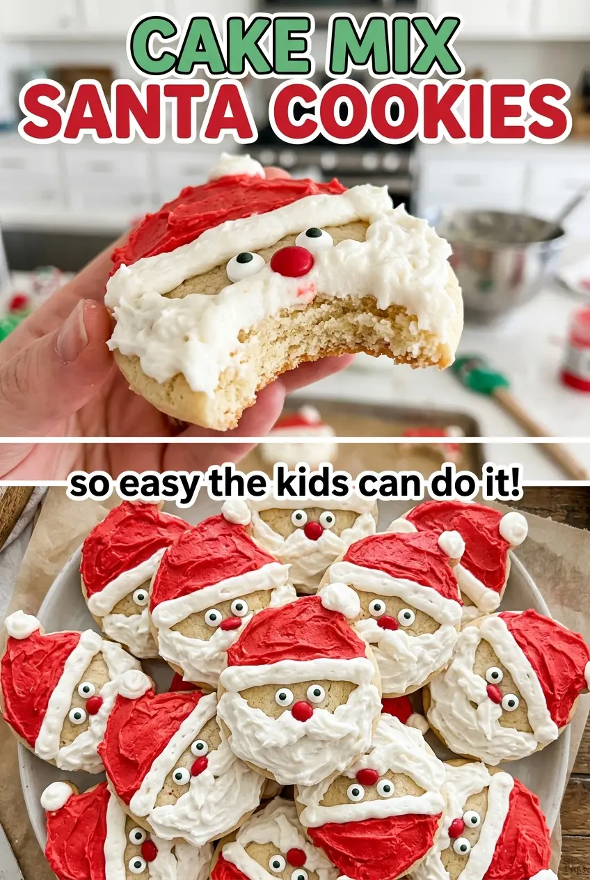 Cake Mix Santa Cookies red hats white beards