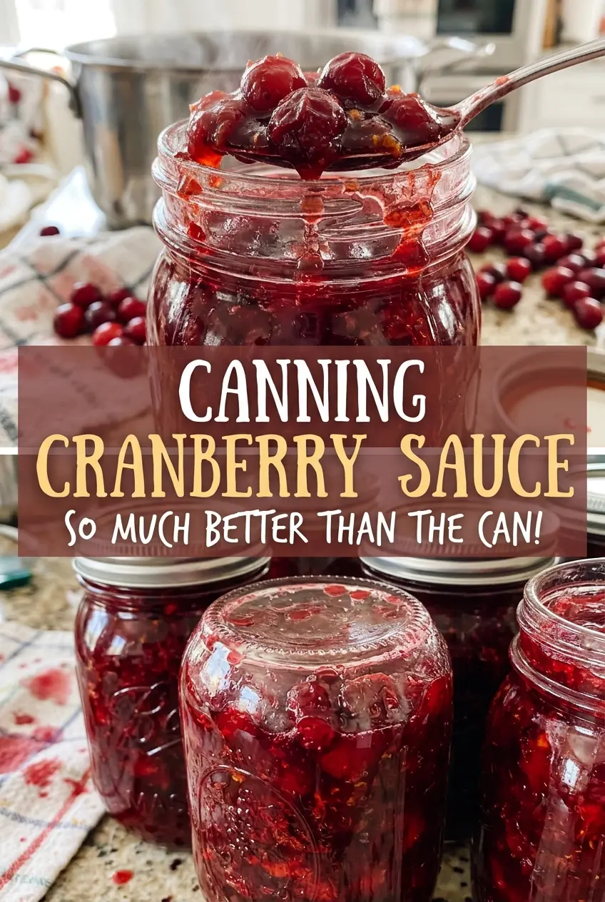 Canning cranberry sauce, ruby whole berries