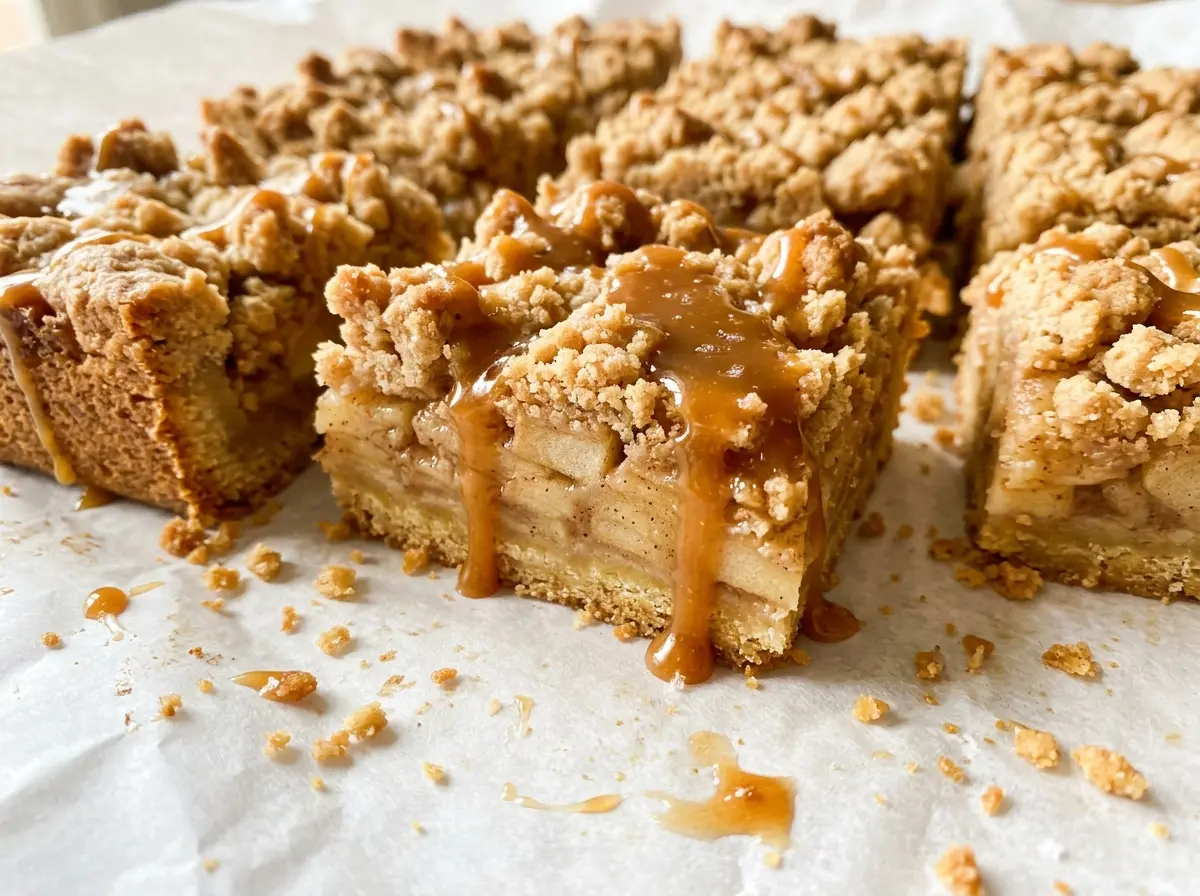 Caramel Apple Bars golden oat crumble