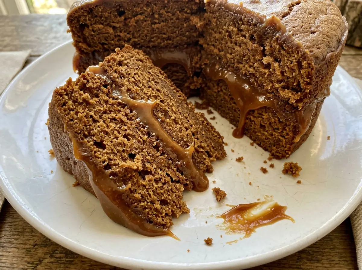 Caramel Gingerbread Cake warm caramel