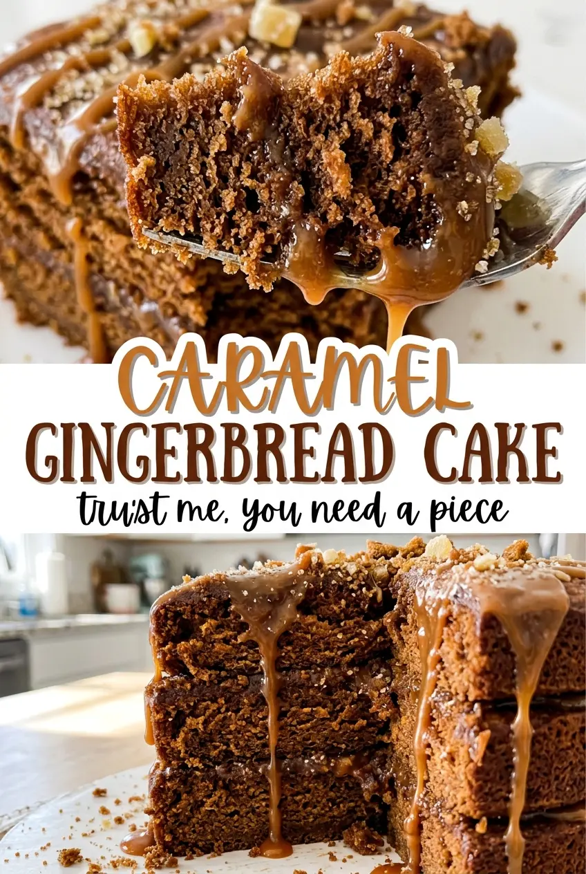 Caramel Gingerbread Cake spiced tender slice