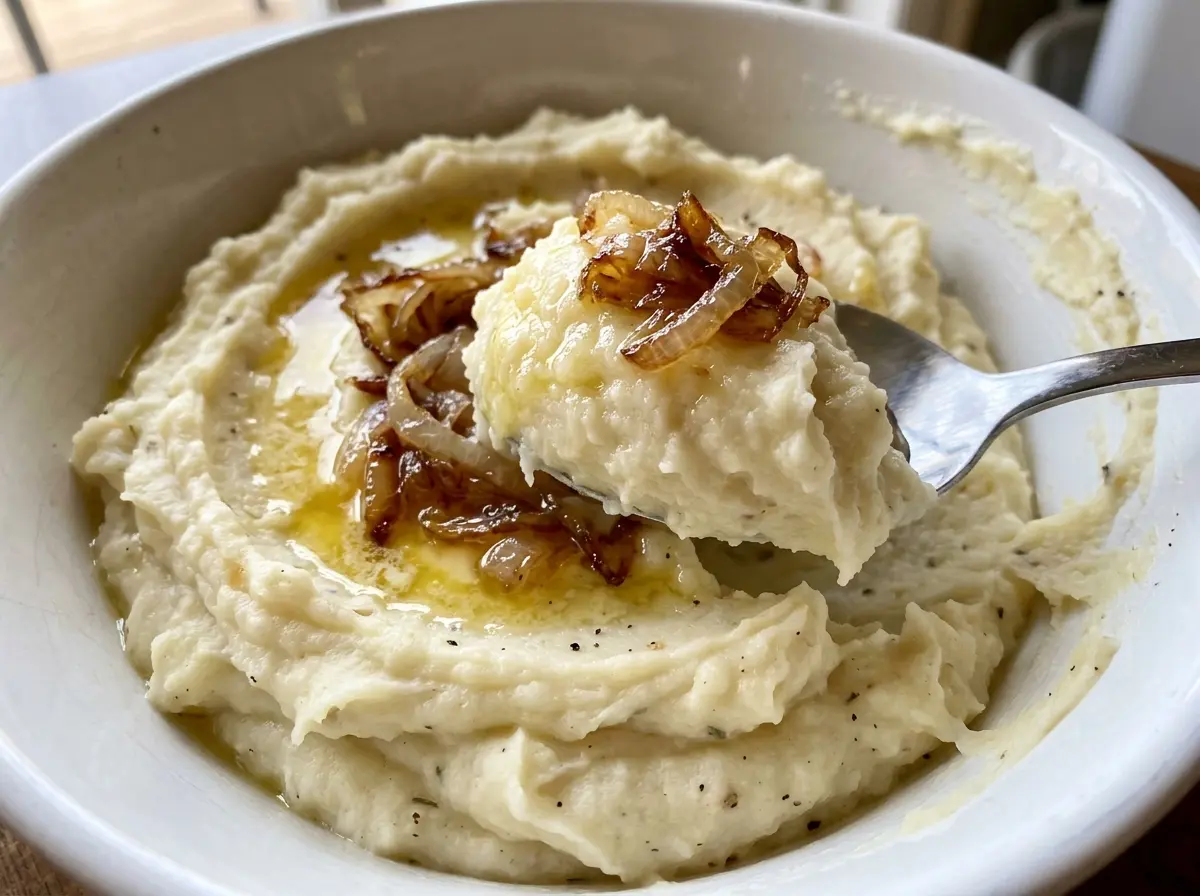 Caramelized Shallot Mashed Potatoes creamy golden