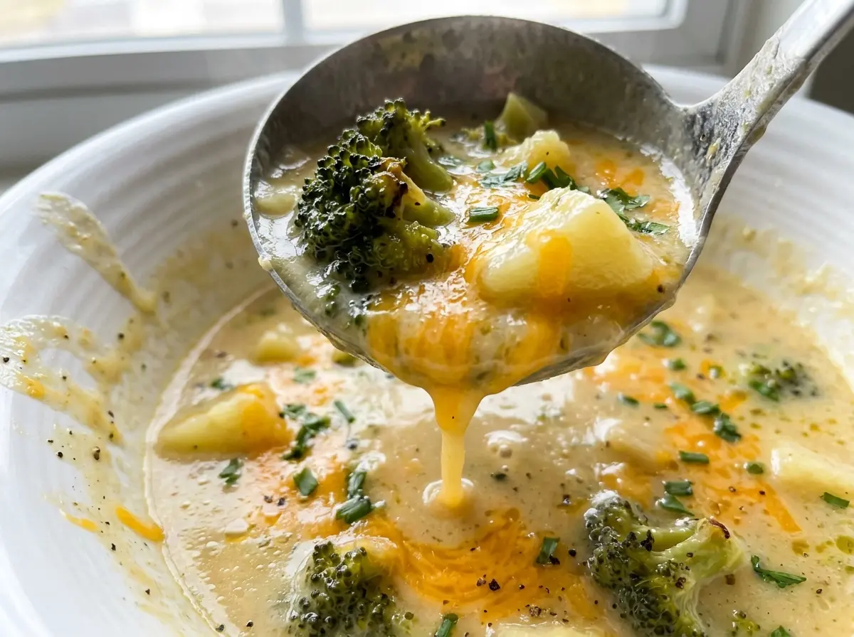 Cheddar Broccoli Potato Soup creamy, hearty, cheesy