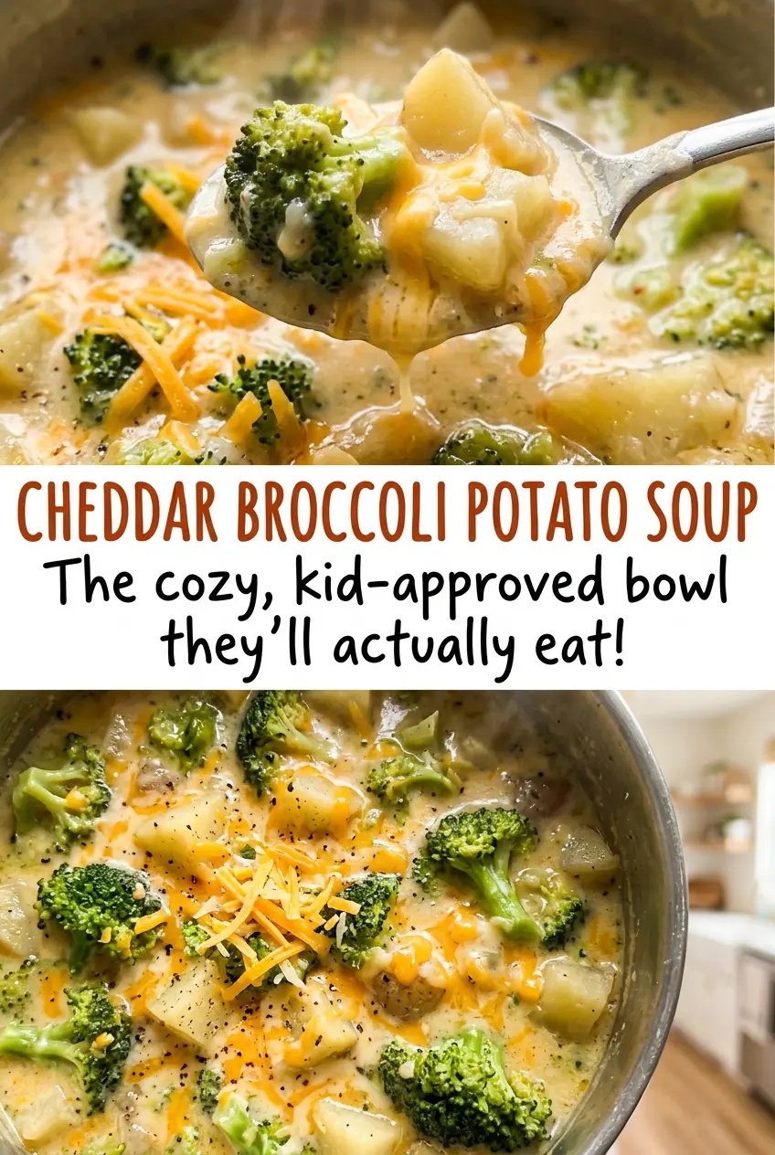 Cheddar Broccoli Potato Soup creamy, hearty, cheesy