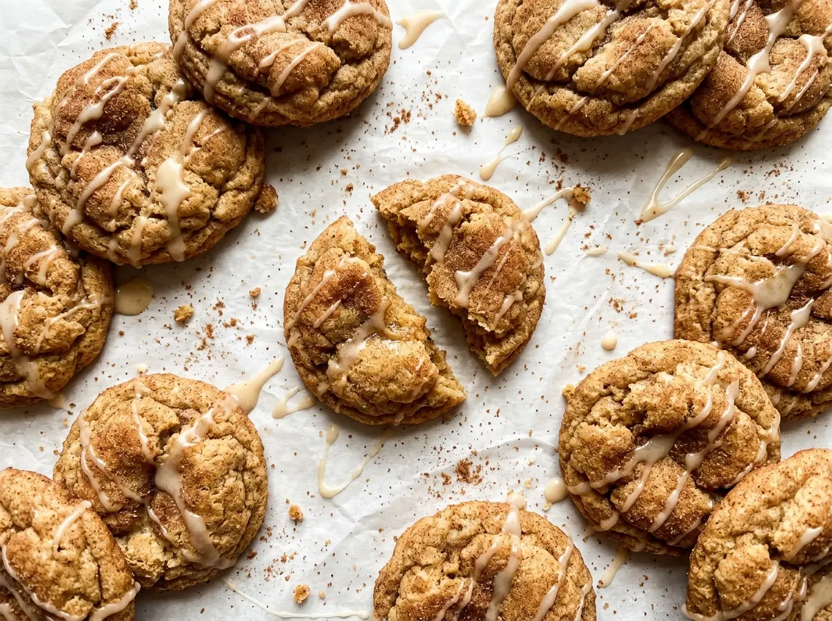 Chewy French Toast Cookies with cinnamon and maple glaze