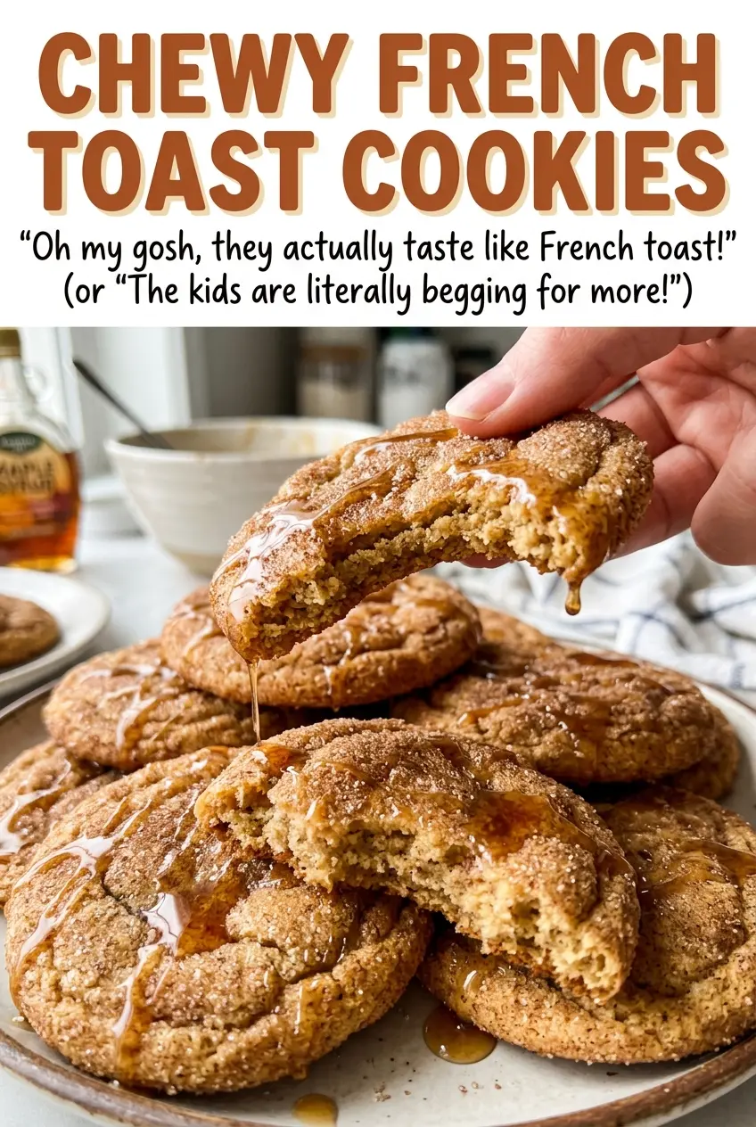 Chewy French Toast Cookies with cinnamon and maple glaze