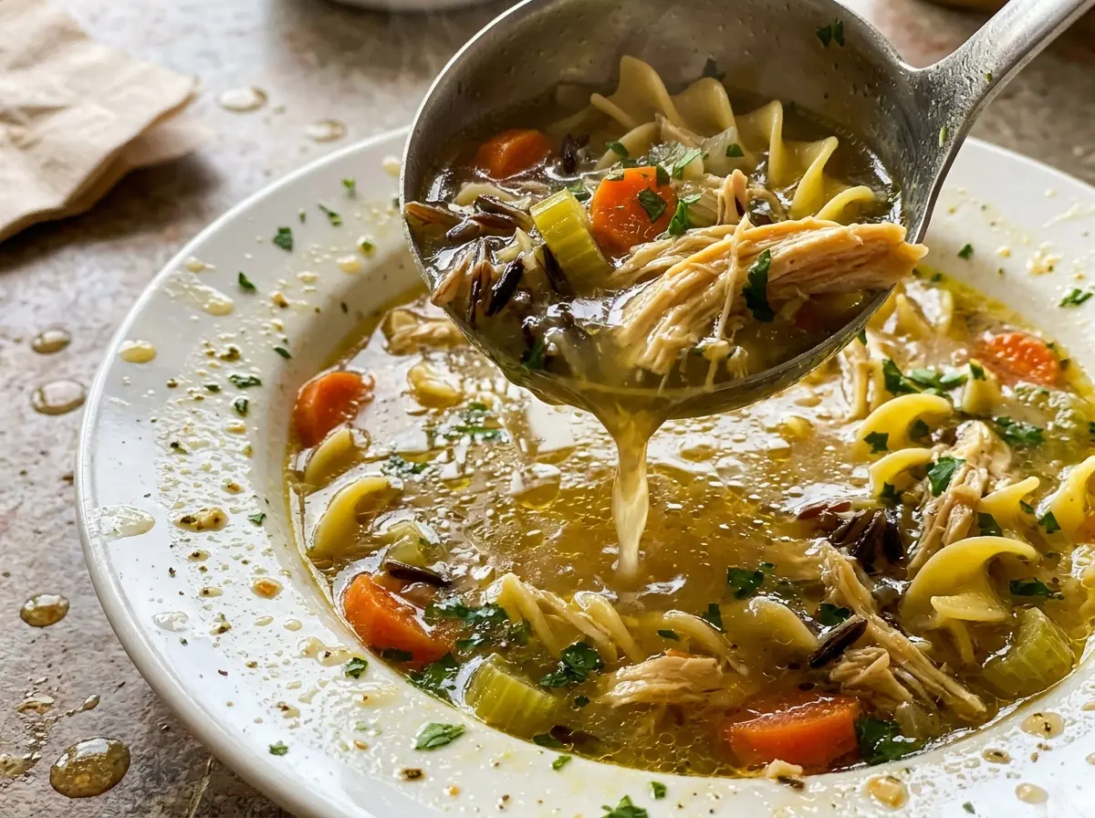 Chicken noodle and wild rice soup creamy hearty