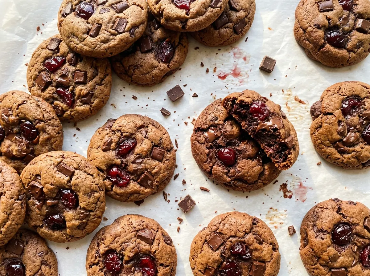 Chocolate Cherry Cookies, fudgy and cherry-topped