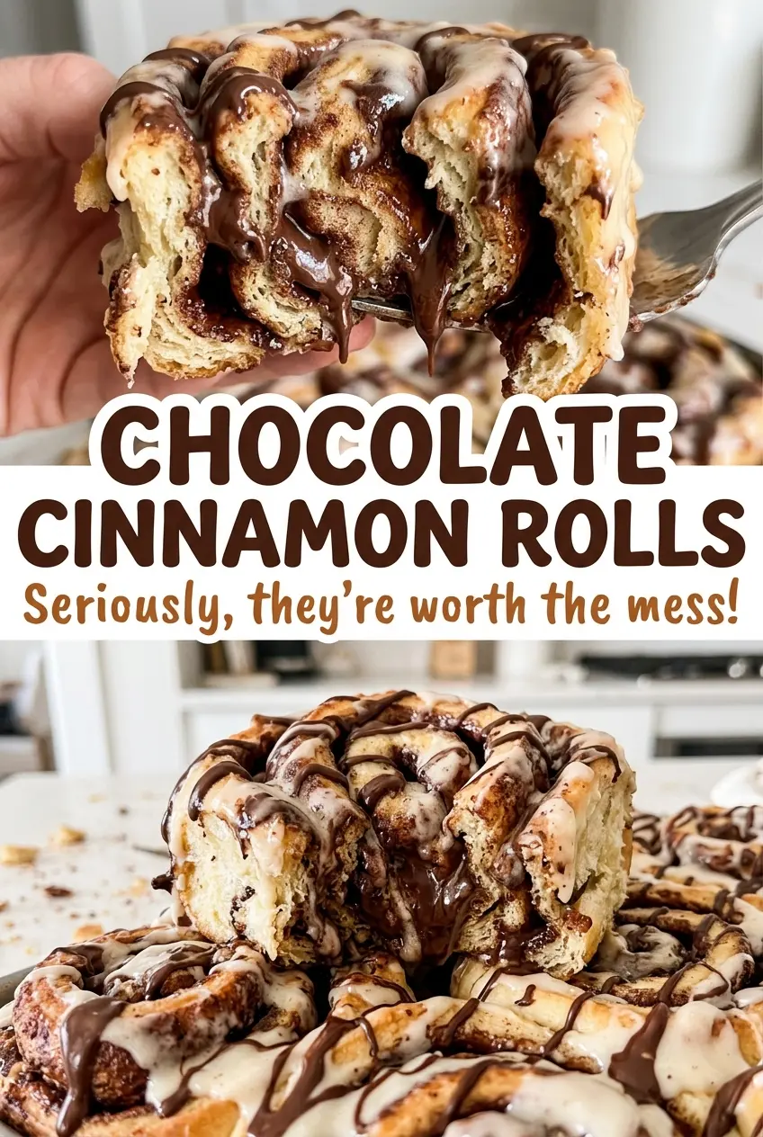Chocolate Cinnamon Rolls frosted soft swirls
