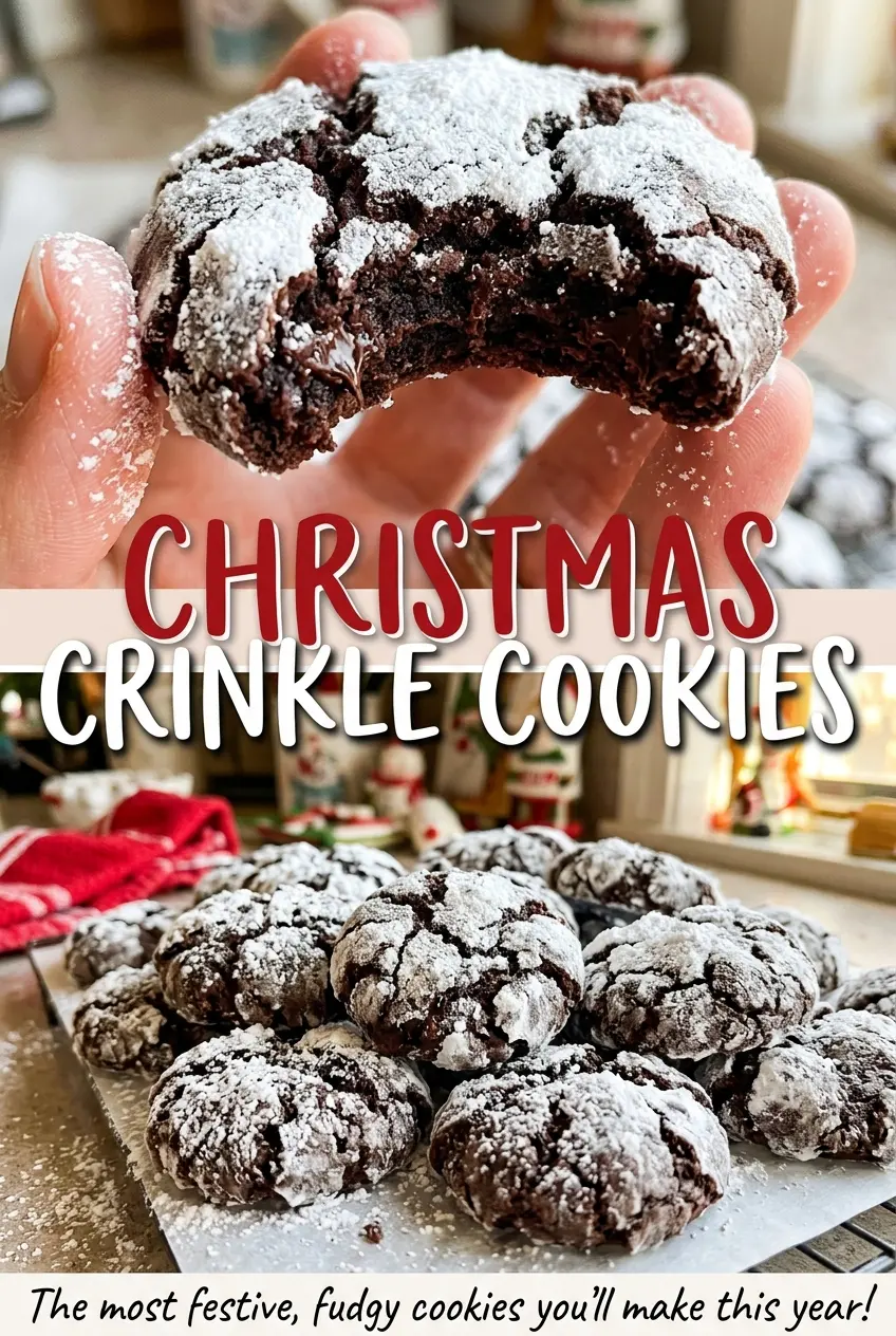 Christmas Crinkle Cookies powdered sugar coating