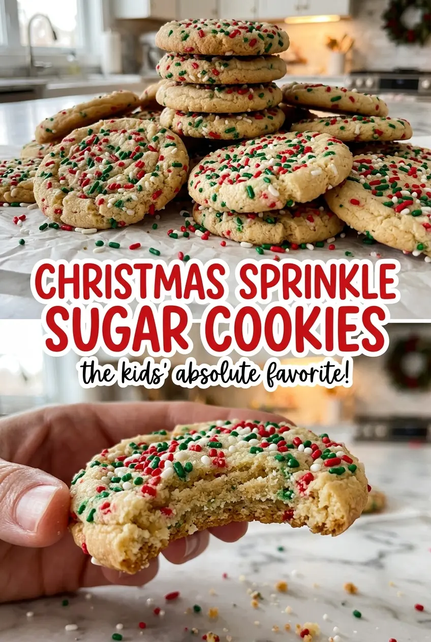 Christmas Sprinkle Sugar Cookies colorful, festive, buttery