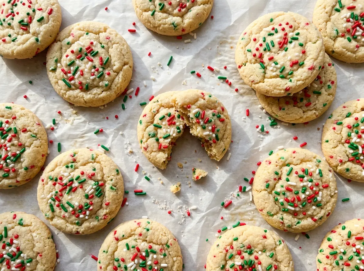 Christmas Sprinkle Sugar Cookies colorful, festive, buttery