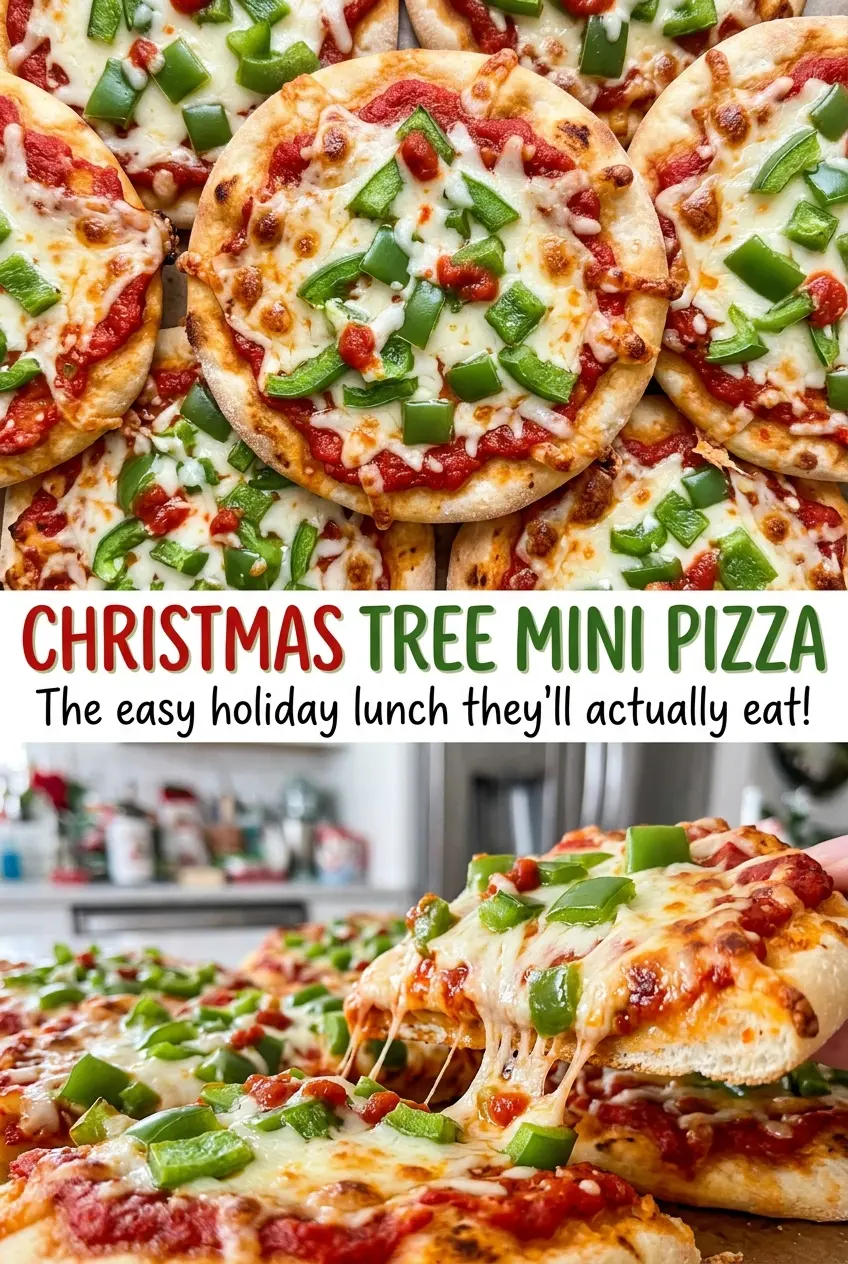 Christmas Tree Mini Pizza festive cheesy